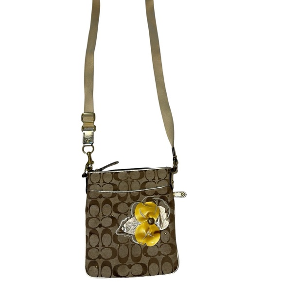 Coach Tan and Yellow Floral Crossbody Bag - Picture 1 of 16